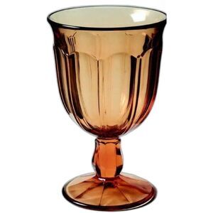 Noritake Provincial Golden Amber Water Goblet Glass Paneled Stemmed ONLY ONE